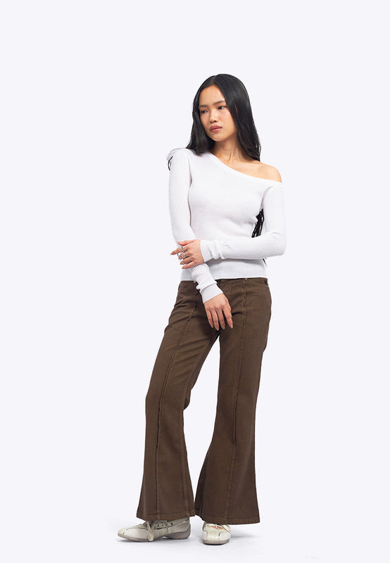One Shoulder Long Sleeve Knit Top