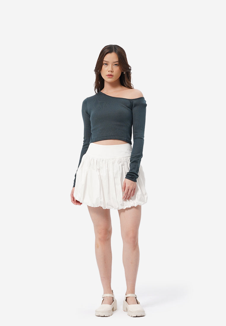 Asymmetric Long Sleeve Top D.Green