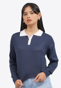 Long Sleeve Polo Knit Top