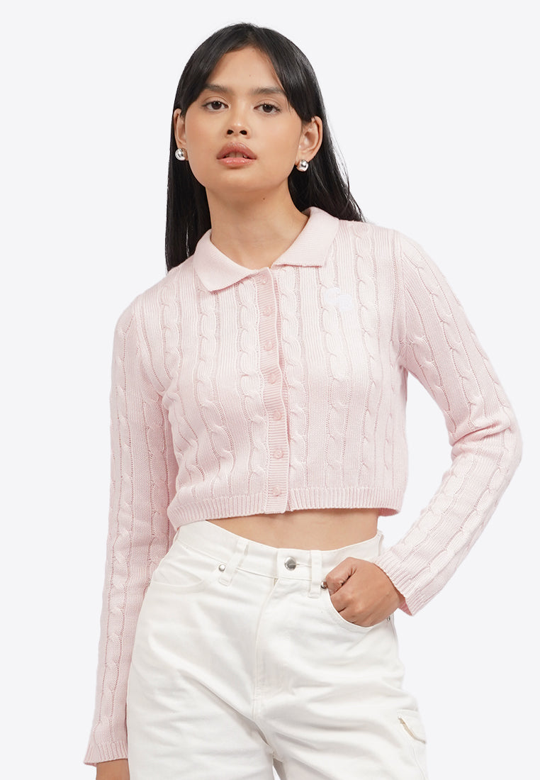 Cable Knit Button Up Top