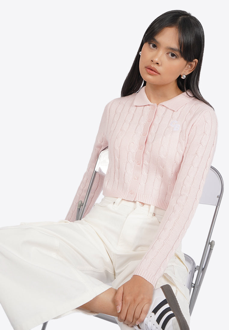 Cable Knit Button Up Top