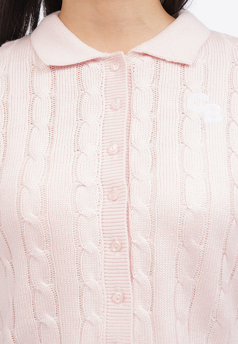 Cable Knit Button Up Top