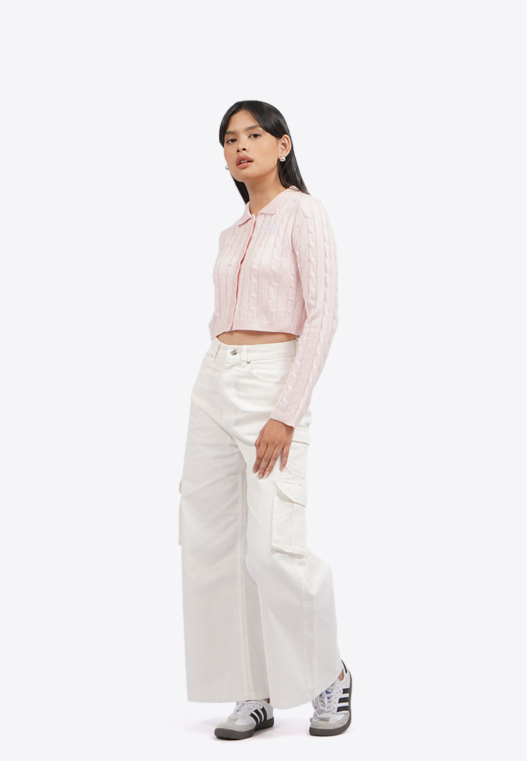 Cable Knit Button Up Top