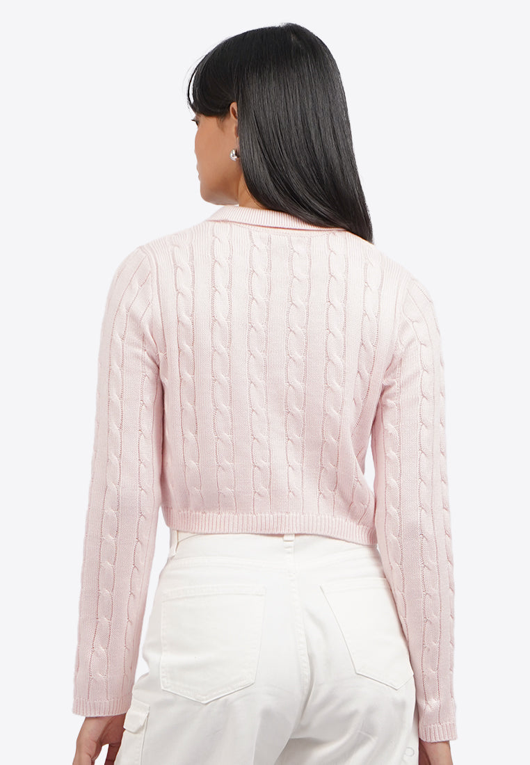Cable Knit Button Up Top