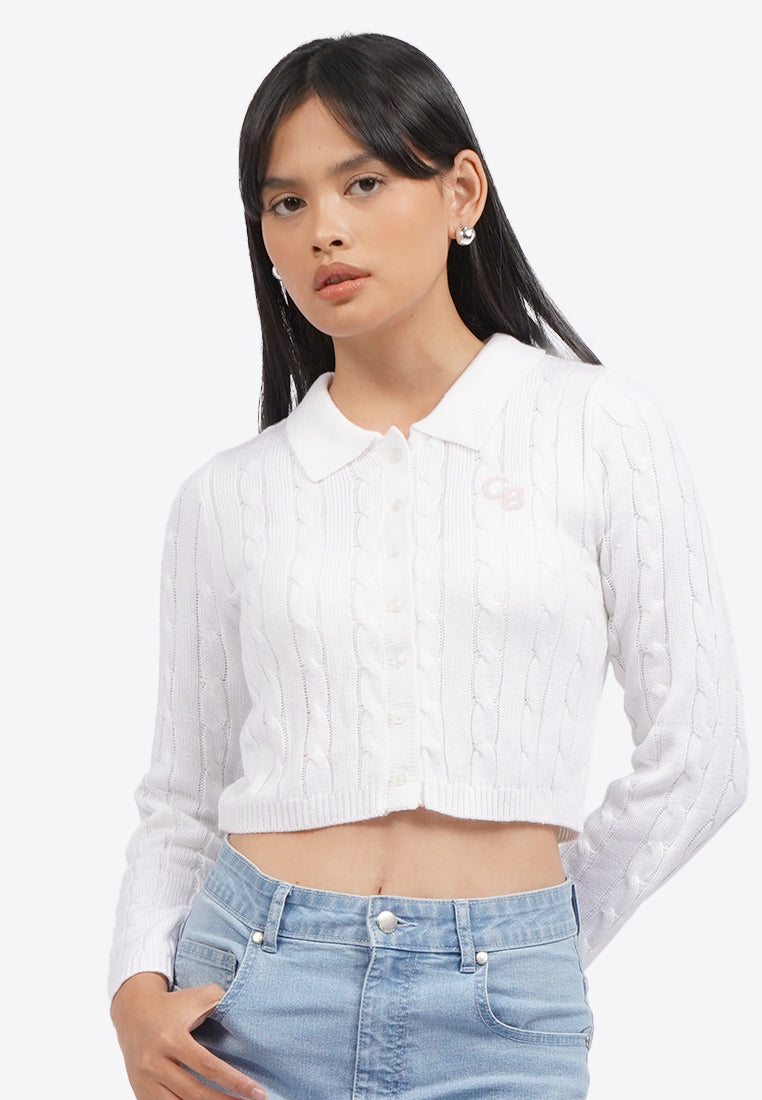 Cable Knit Button Up Top
