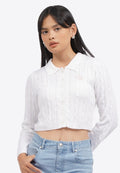 Cable Knit Button Up Top