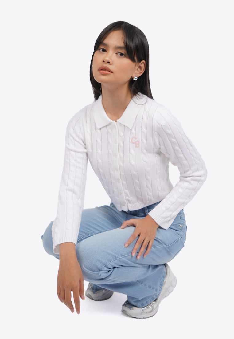 Cable Knit Button Up Top