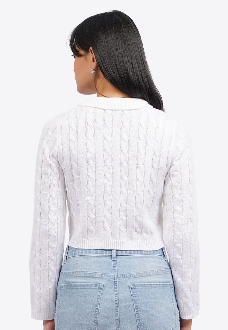 Cable Knit Button Up Top