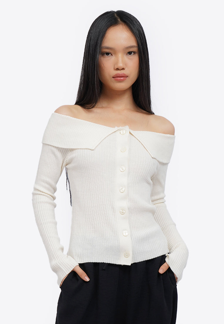 Button Up Off Shoulder Top
