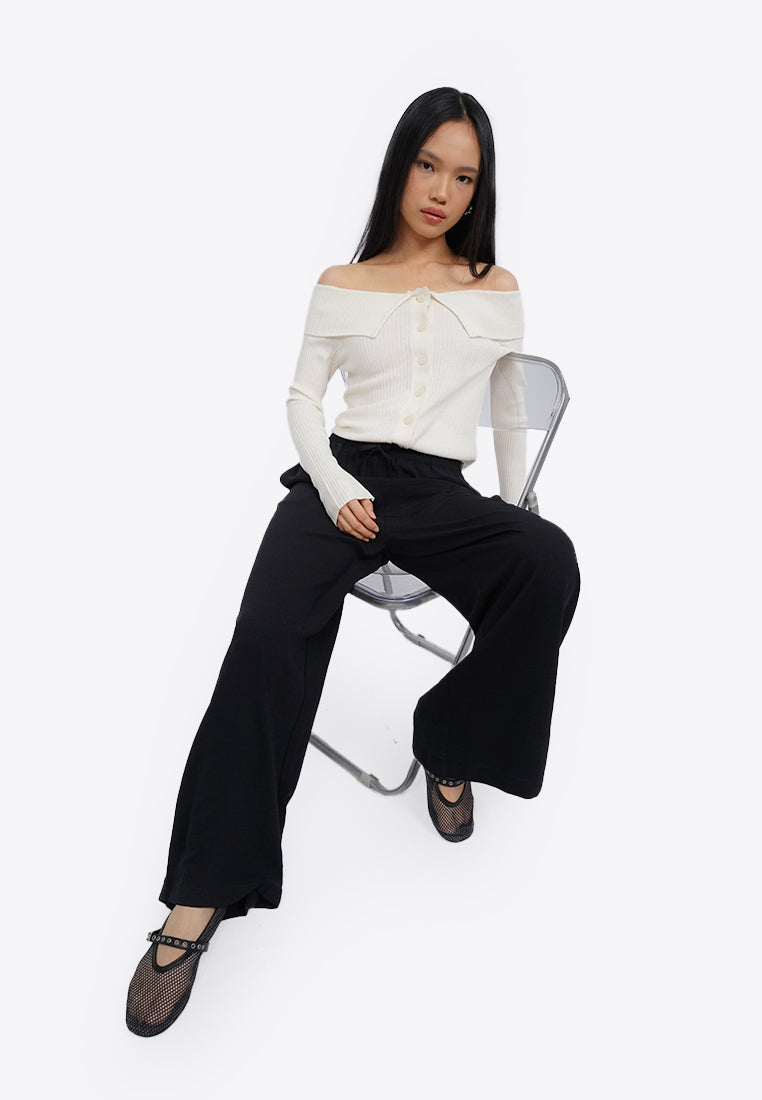 Button Up Off Shoulder Top