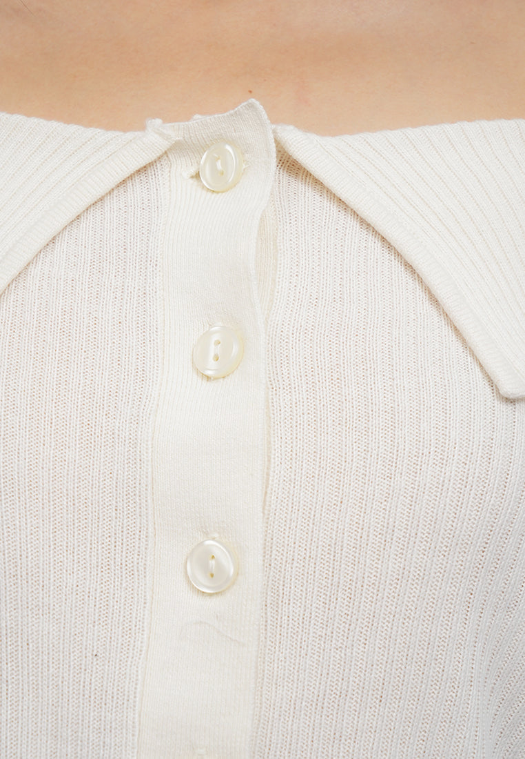 Button Up Off Shoulder Top