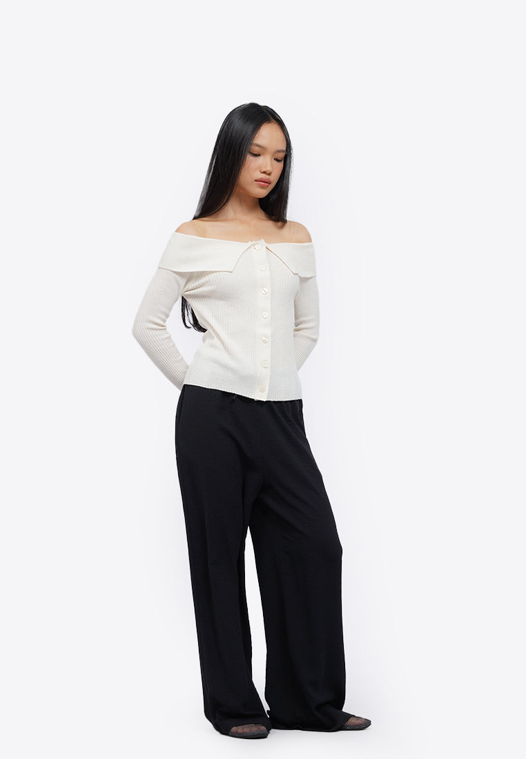 Button Up Off Shoulder Top