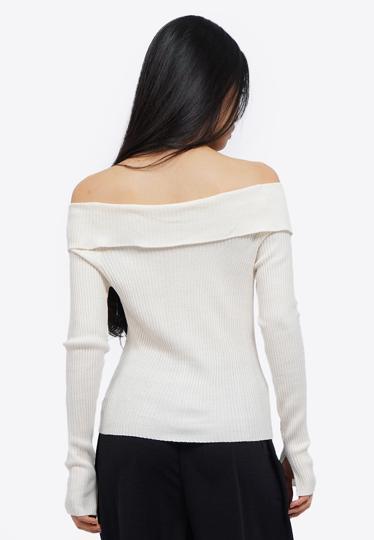 Button Up Off Shoulder Top