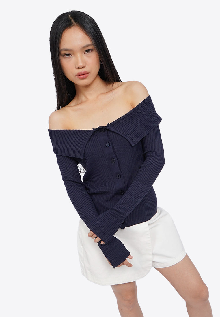 Button Up Off Shoulder Top