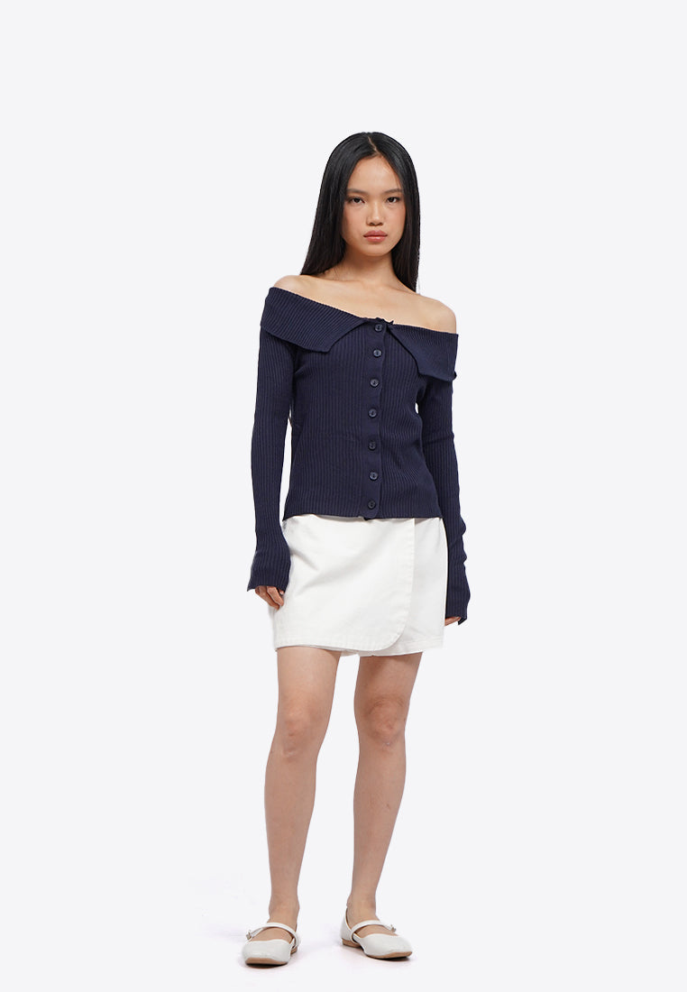 Button Up Off Shoulder Top