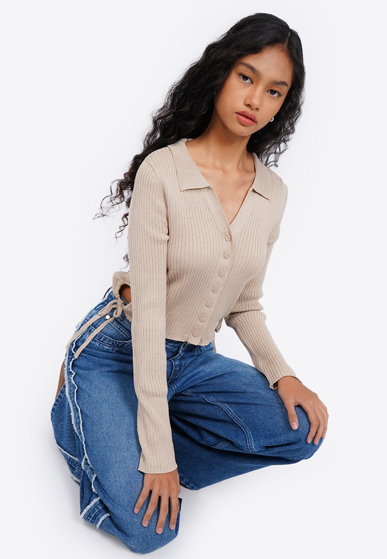 Side Knot Long Sleeve Top
