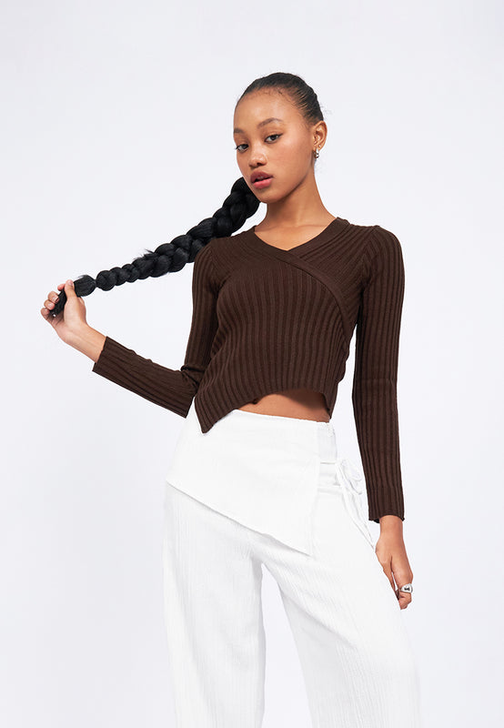 Long Sleeve Wrap Knit Top