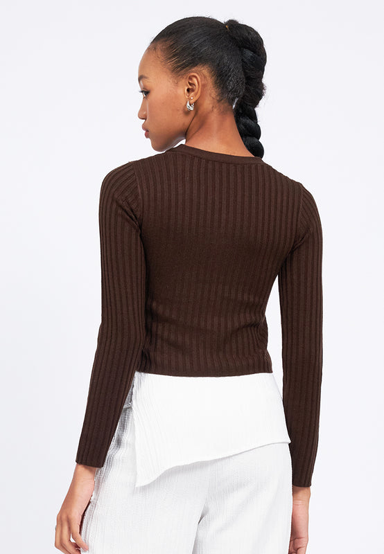 Long Sleeve Wrap Knit Top