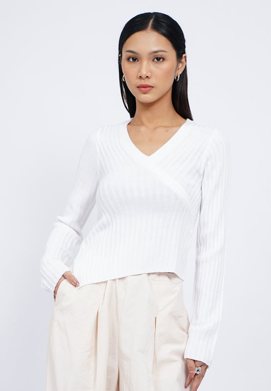 Long Sleeve Wrap Knit Top
