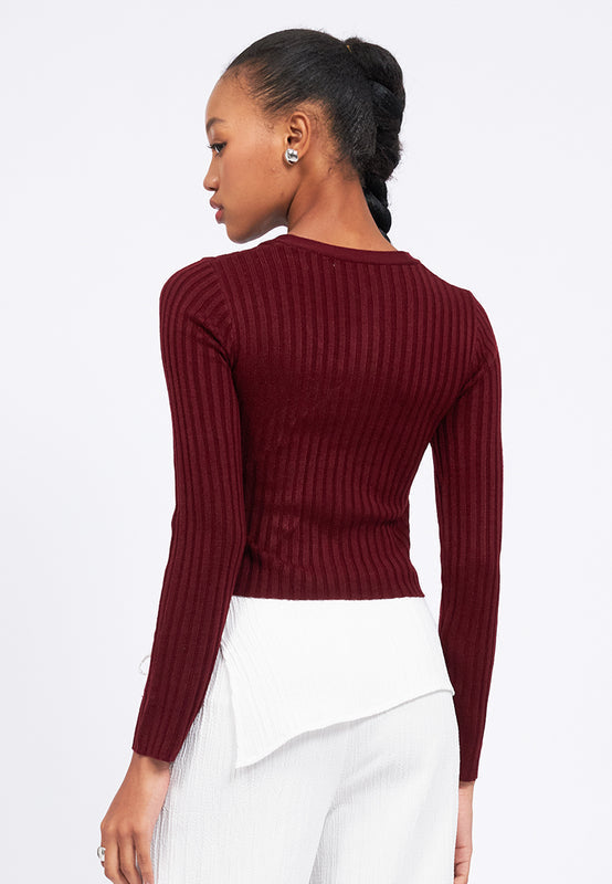 Long Sleeve Wrap Knit Top