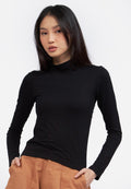High Neck Long Sleeve Top Black