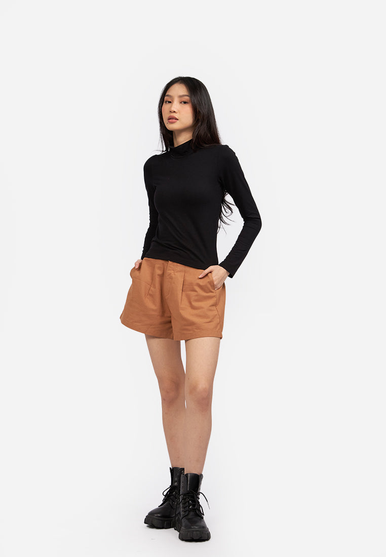 High Neck Long Sleeve Top Black