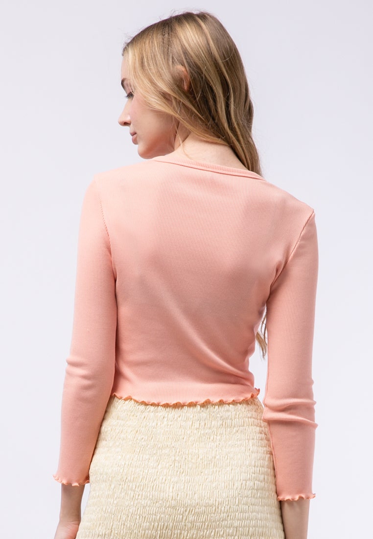 V-neck Crop Top with Button