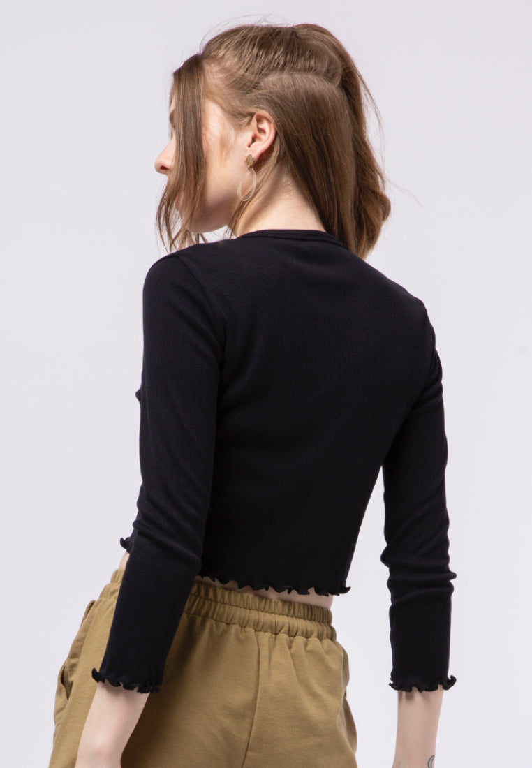 Rib Crop Top with Buttons