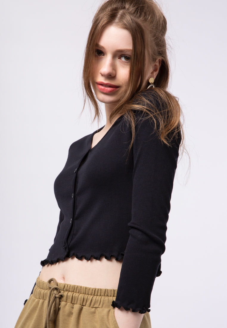 Rib Crop Top with Buttons