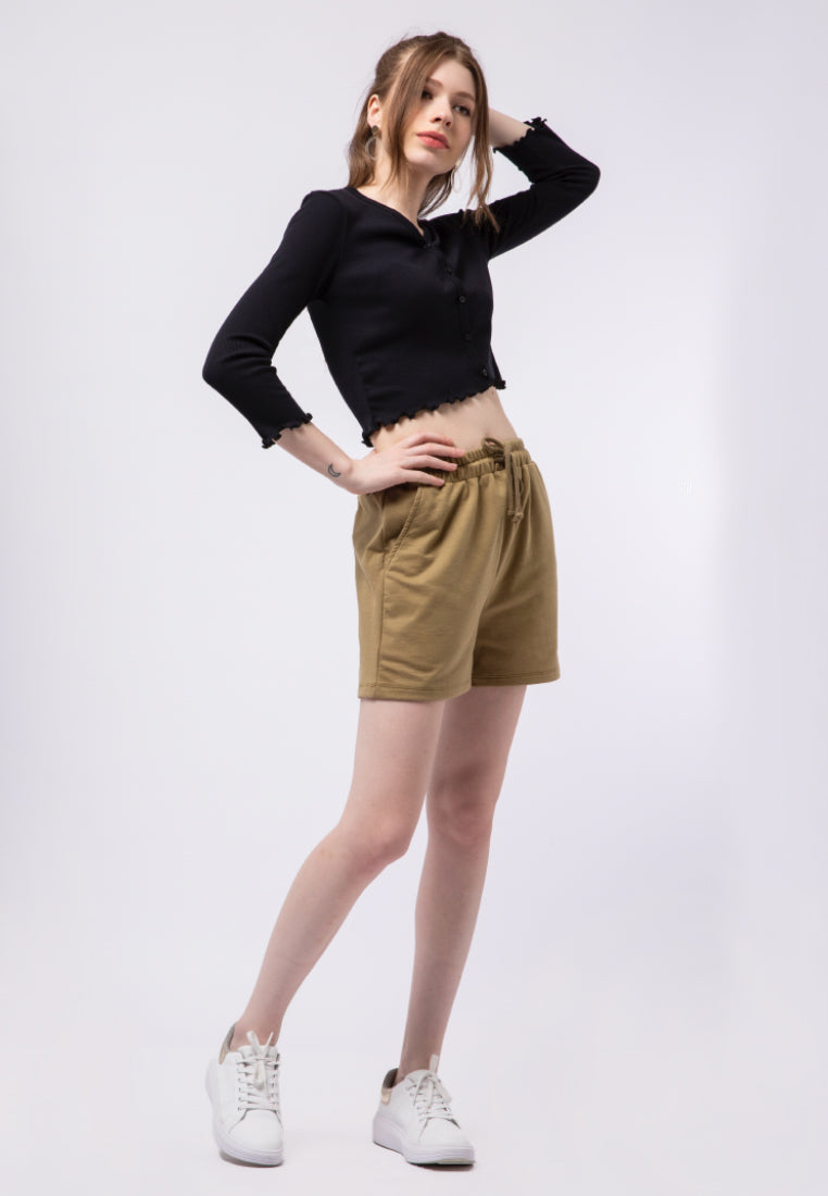 Rib Crop Top with Buttons