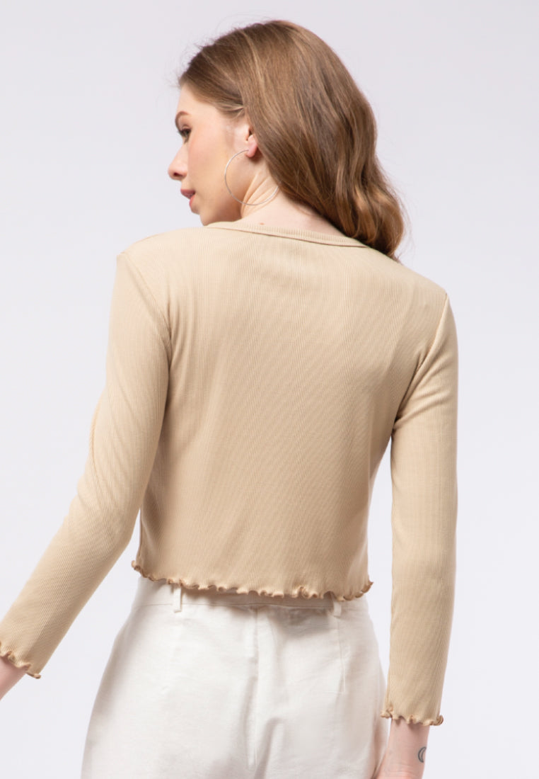 Rib Crop Top with Buttons