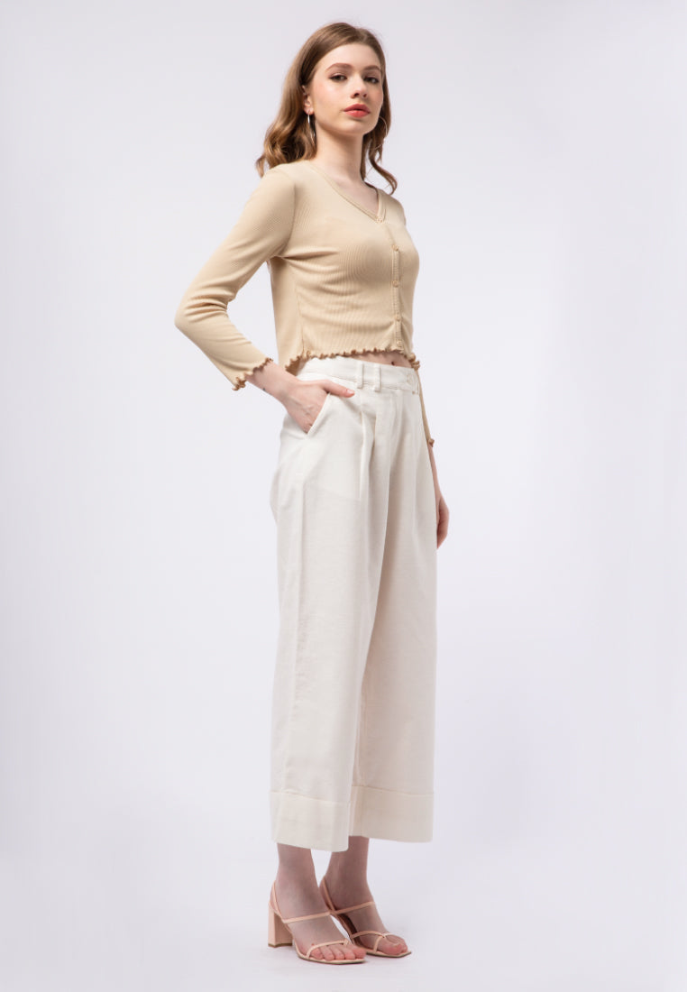 Rib Crop Top with Buttons