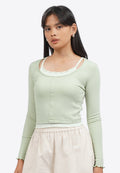 Double Layer Long Sleeve Knit Top