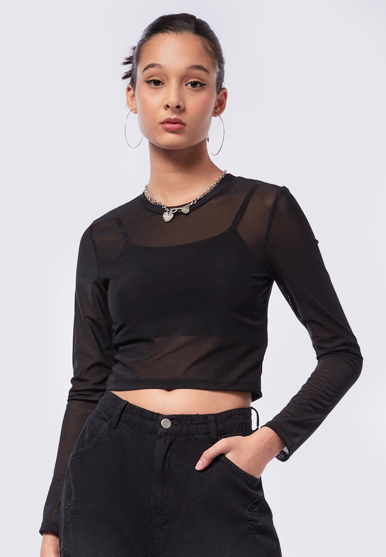 Long Sleeve Mesh Top