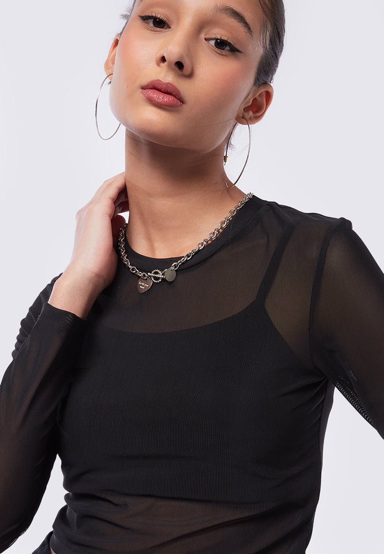 Long Sleeve Mesh Top