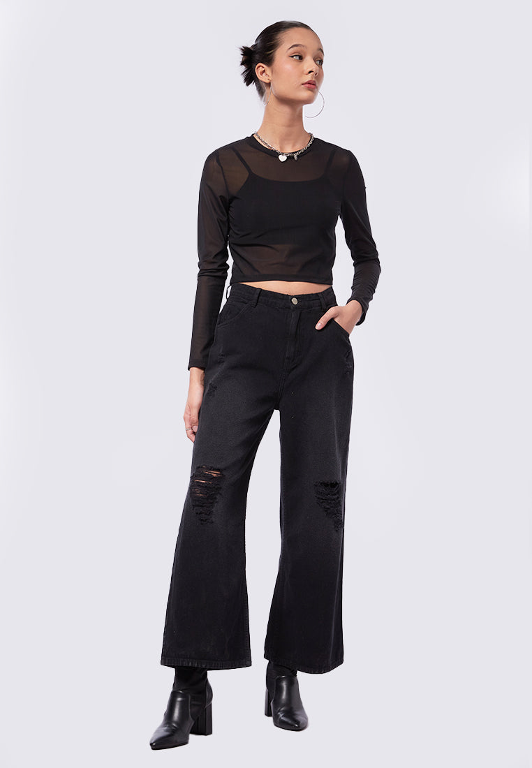 Long Sleeve Mesh Top