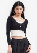 Double Layered Long Sleeve Top Black