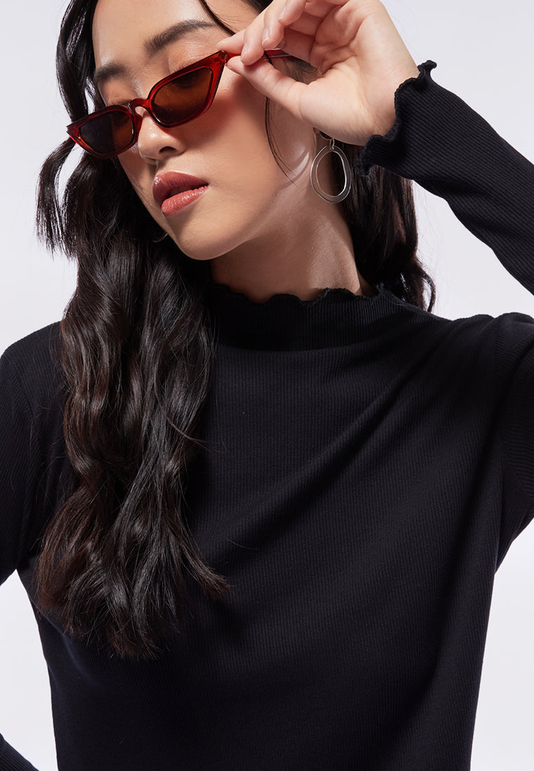 Long Sleeve Top with Lettuce Hem