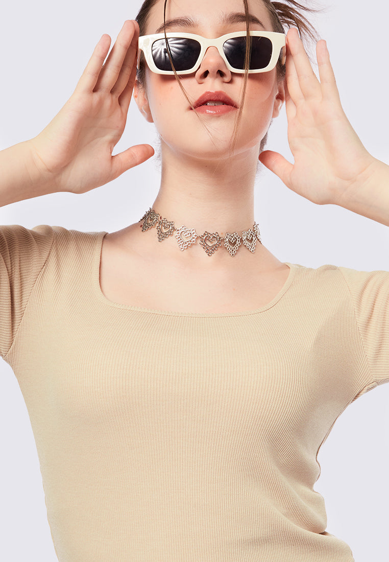 Square Neck Long Sleeve Top