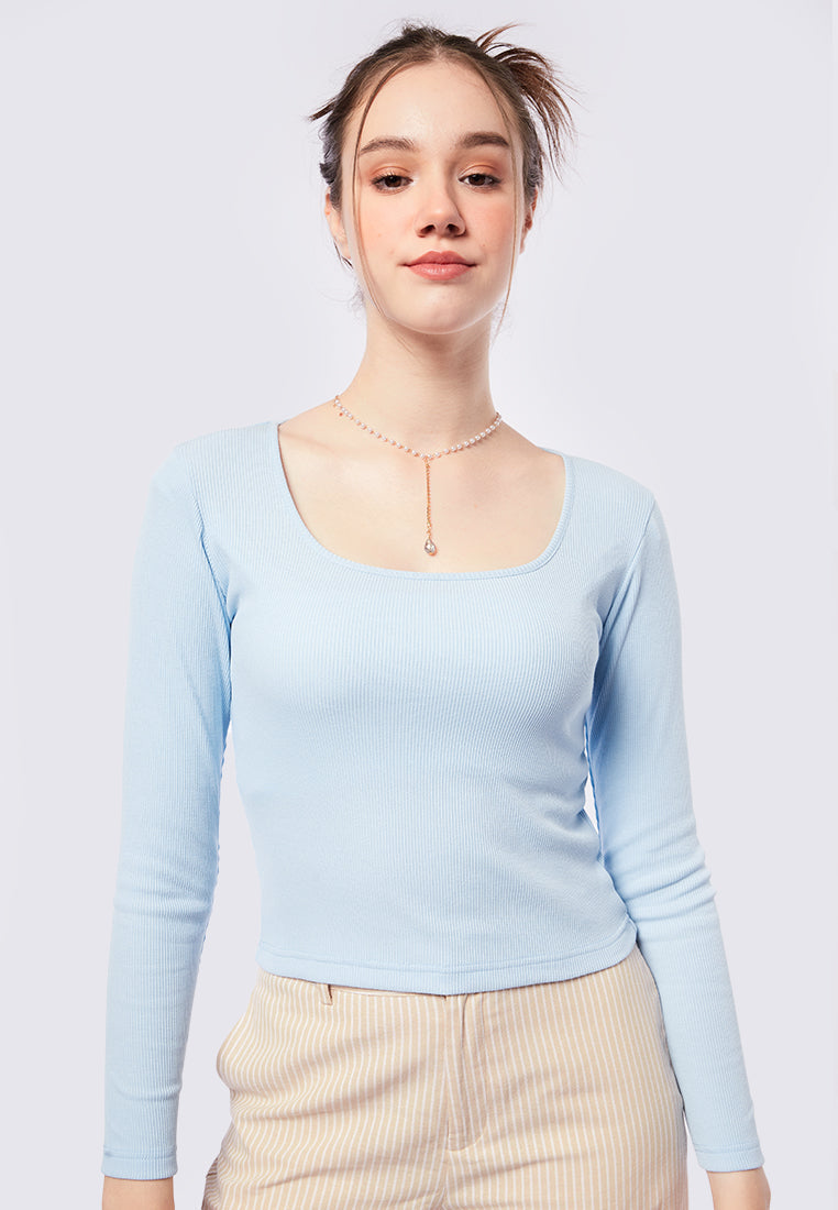 Square Neck Long Sleeve Top
