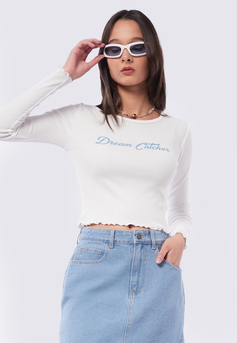 Graphic Long Sleeve Crop T-Shirt