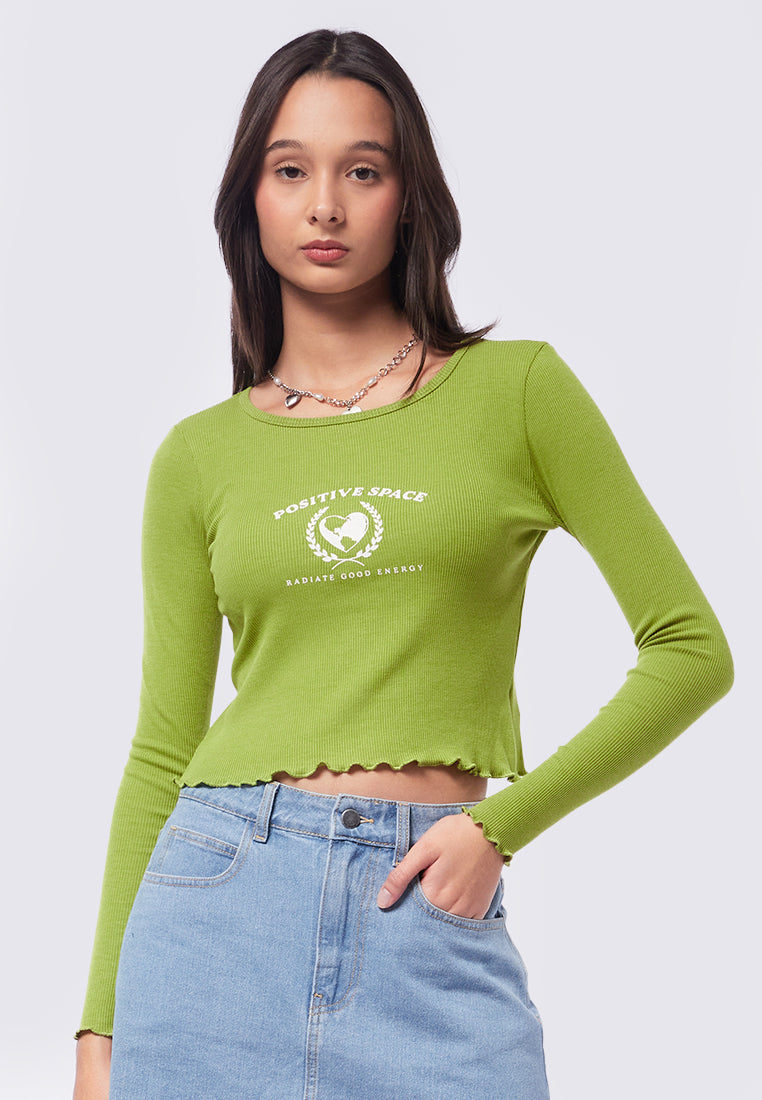 Graphic Long Sleeve Crop T-Shirt