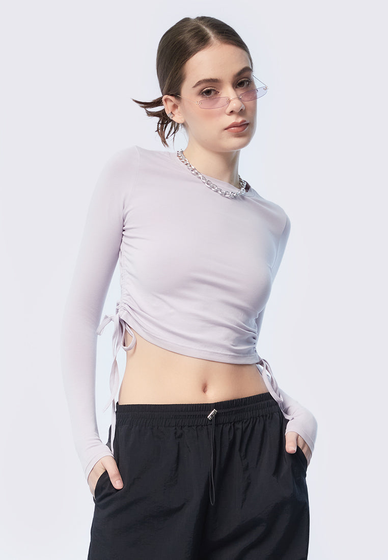 Long Sleeve Top with Drawstring Details