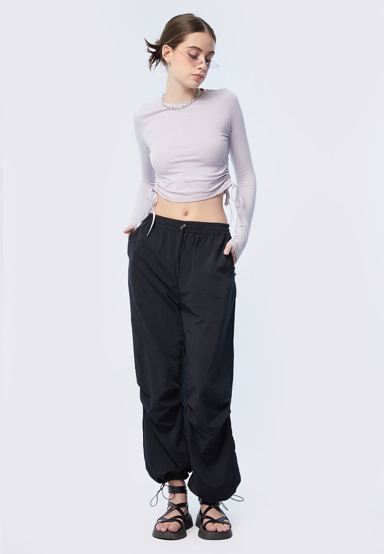 Long Sleeve Top with Drawstring Details