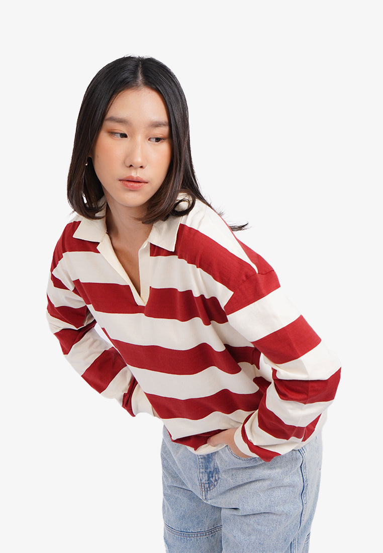 Long Sleeve Rugby Shirt Terracotta