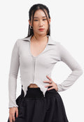 Lettuce Hem Long Sleeve Top L.Grey