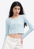 Button Up Long Sleeve Top L.Blue