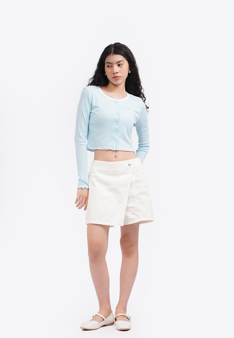 Button Up Long Sleeve Top L.Blue
