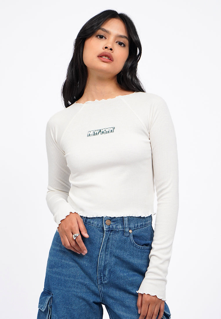 Long Sleeve Raglan Rib Top