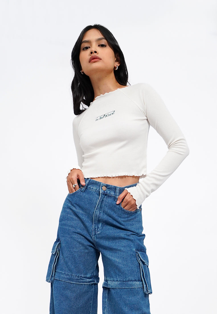 Long Sleeve Raglan Rib Top